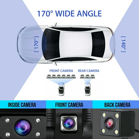 2.4 Inch LCD Screen Motion Detection G-Sensor Full HD 1080P Front & Rear WDR Night Vision BOSS Audio Systems BCAM70 Dual Car Dash Cam 150° Wide Angle Recording 